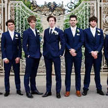 На заказ темно-синие смокинги-смокинги для жениха из 3 предметов, облегающие Свадебные вечерние костюмы для выпускного вечера для мужчин, Лучший мужской костюм terno masculino