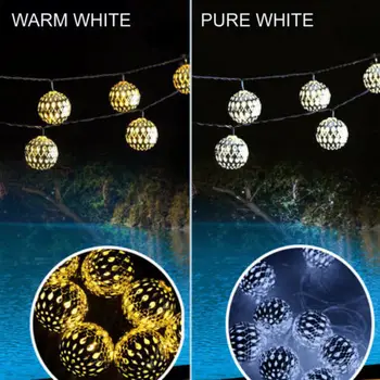 

11ft Warm White LED Moroccan Solar String Lanterns Fairy Light Garden Xmas Balls