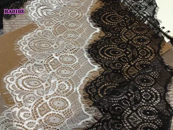 

6M/ Lot Eyelash Lace Fabric 11cm DIY Decorative High Quality Soft Off White Nylon Eyelash Lace Trim Wedding Dress Fabric RS634