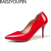 2018 Fashion New Sexy Pointed High Heeled Shoes Women Patent Leather Wedding Shoes Women’s Shoes Custom Big and Small Size 30-48