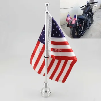 

Motorcycle Flag & Mast Kit Chrome Pole Premium American Flag Fit For Harley Sportster XL883 XL1200