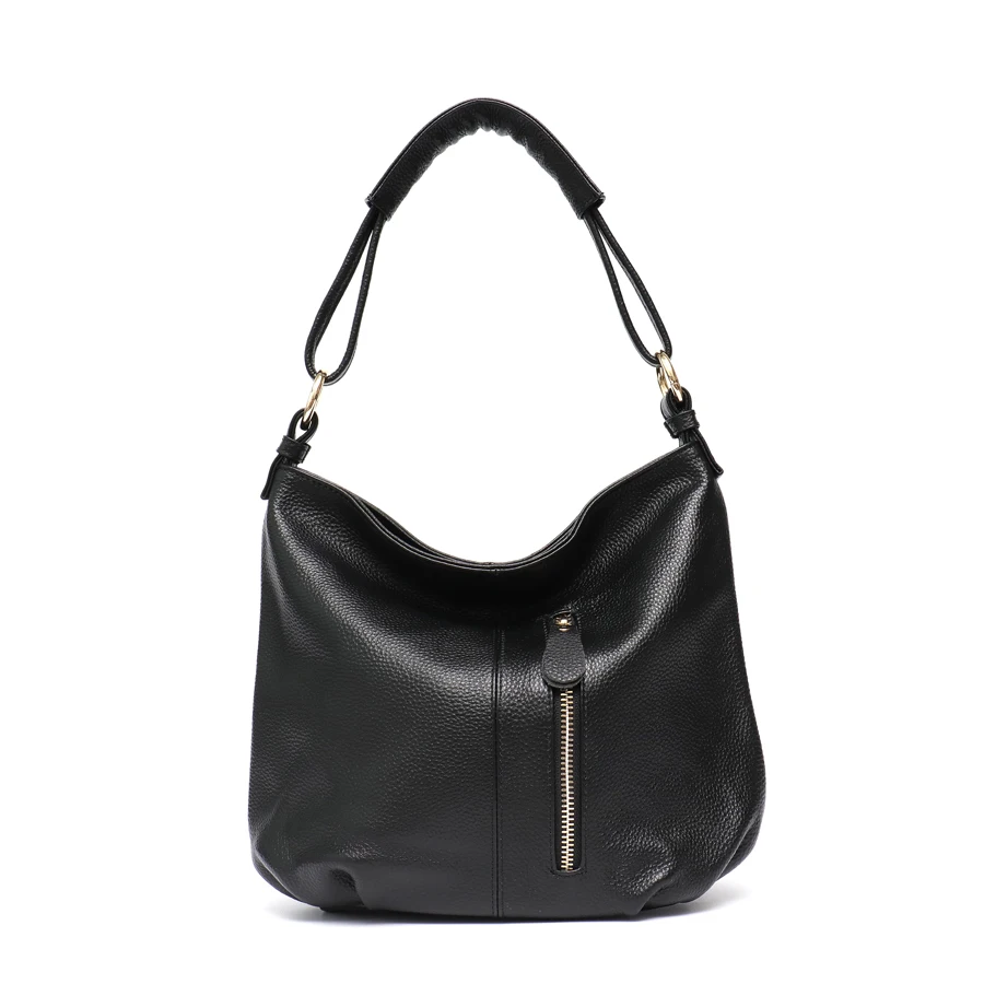 SC роскошные кожаные сумки для женщин женская сумка через плечо сумка на молнии высокое качество сумка из воловьей кожи - Цвет: Black