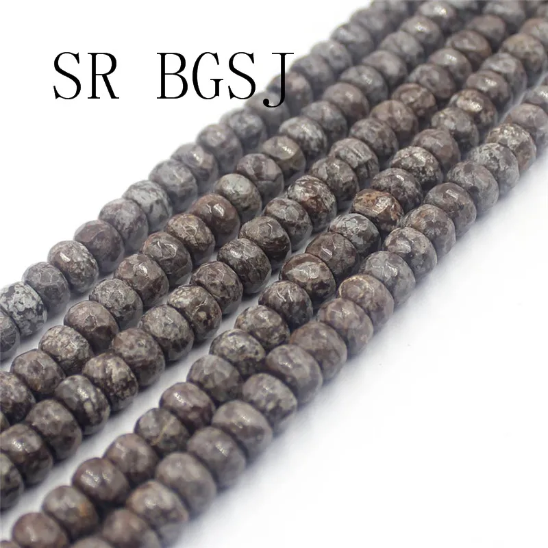 

Free Shipping 5x8mm Rondelle Red Snowflake Natural Stone Jewelry Spacer Craft Beads Strand 15"