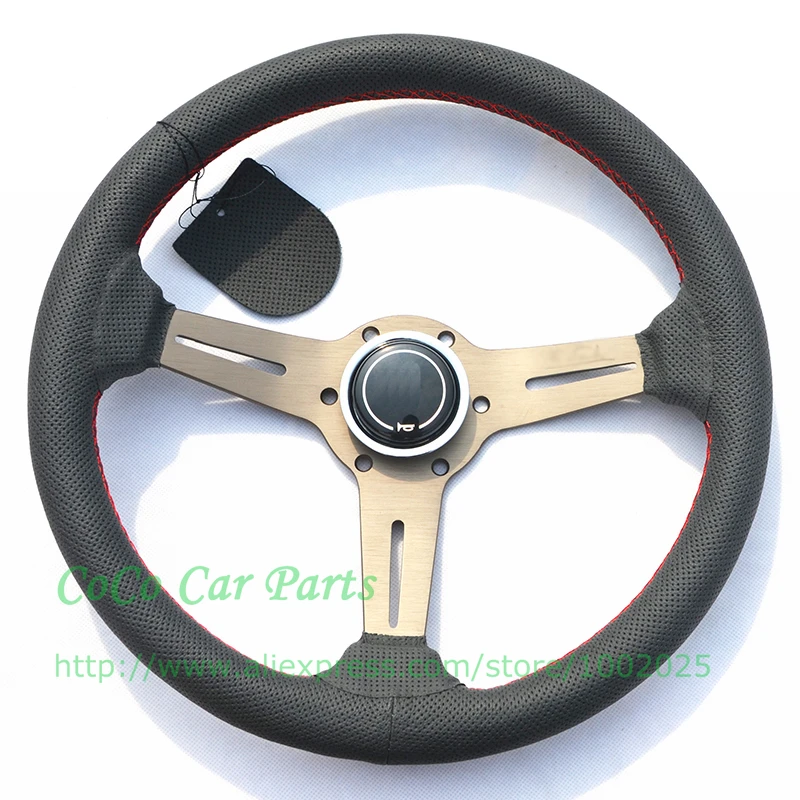 14 Inch Auto Steering Wheel Suede Leather 350mm Racing Car Steering