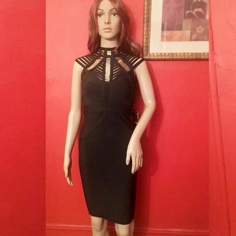 Роскошный бренд женское платье летнее платье Короткое Бандажное Обтягивающее Платье Vestidos коктейльное вечернее платье Элегантное Черное Красное платье