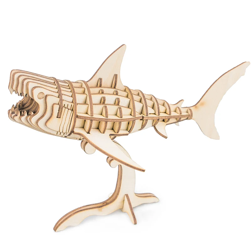 

Robotime 3D Wooden Puzzle DIY Shark Animal Model Jigsaw Toys Assembly Model Wood Craft Kits Desk Decor for Children TG274