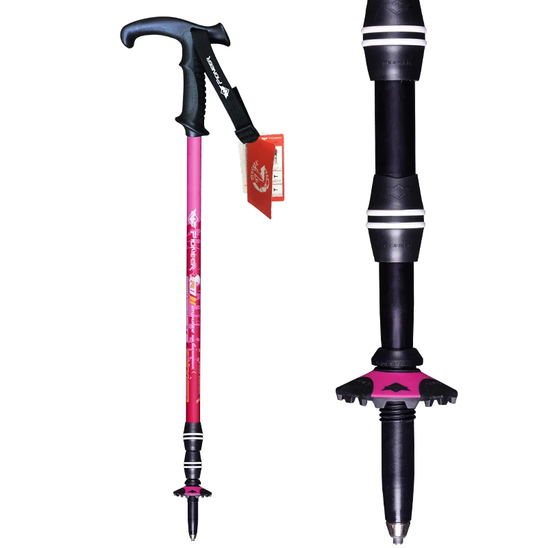 1 unids T mango de aluminio bastones con an-ti choque consejos sistema mate pintura de aerosol senderismo Stick para turismo trekking caña 1 unids T mango de aluminio bastones con an-ti choque consejos sistema mate pintura de aerosol senderismo Stick para turismo trekking caña