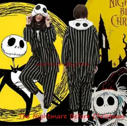 Кошмар перед Рождество Jack Skellington Adult Комбинезоны флисовые пижамы Хэллоуин пижамы