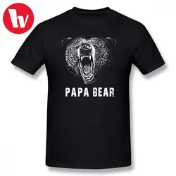 Papa Bear Футболка Papi животных Футболка с принтом Для мужчин летние шорты рукавом футболки 100% хлопок Повседневное одноцветное музыкальная