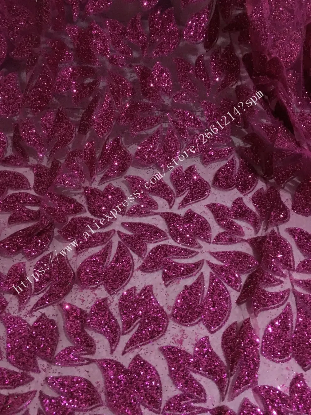 

Special pattern with sequins glued glitter lace fabric high quality African French net tulle Lace Fabric for party stage dress