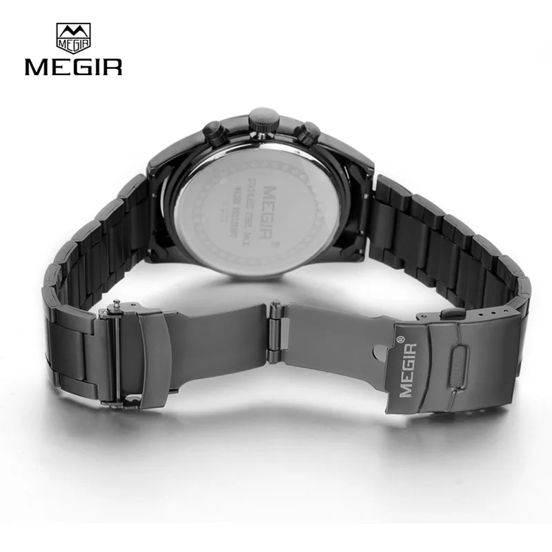 Люксовые часы от бренда Megir, многофункциональные Модные кварцевые часы мужские водонепроницаемые наручные часы световой Бизнес Кварцевые часы для мужчин 2010