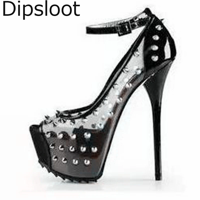 black pvc heels