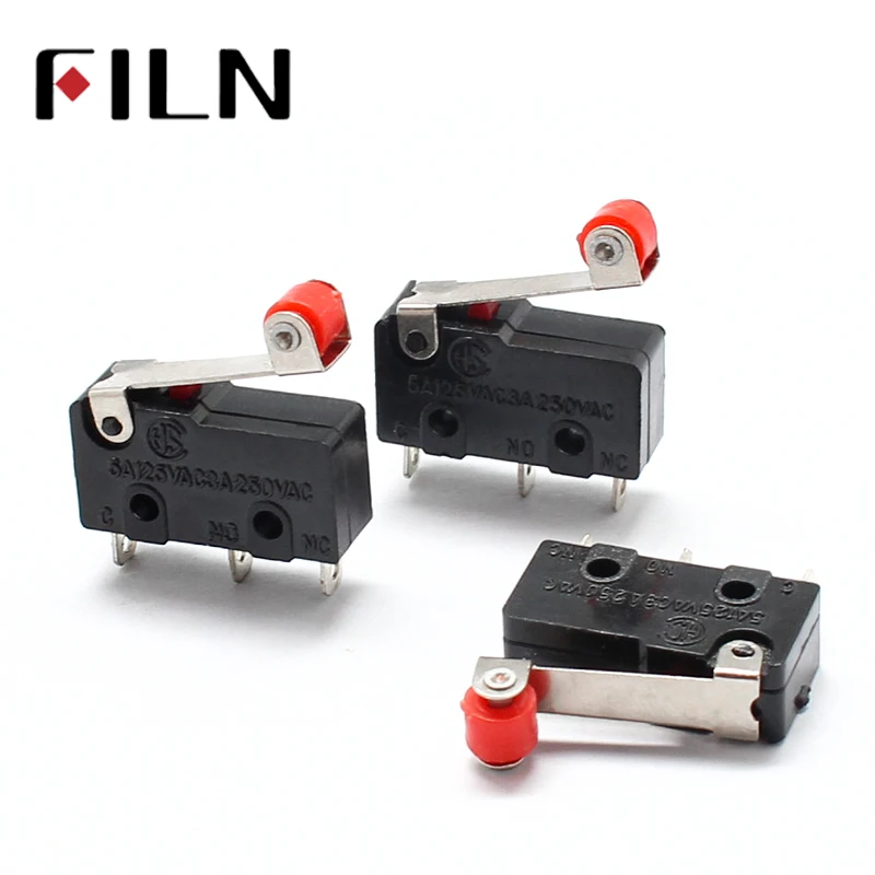 10Pcs KW12-3 Mini Micro Roller Lever Arm Normally Open Close SPDT Snap Action Limit Switch