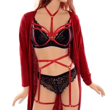 Бондаж полный сексуальный набор ремней для тела Женская подвязка Жгут красный грудь Готический бюстгальтер эротический рейв пентаграмма танец Фетиш косплей одежда