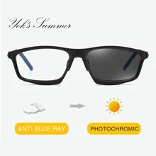 YOK'S прямоугольные фотохромные очки TR90, анти-голубые лучевые очки, алюминиево-магниевые очки для вождения, оптическая оправа для очков HN1265