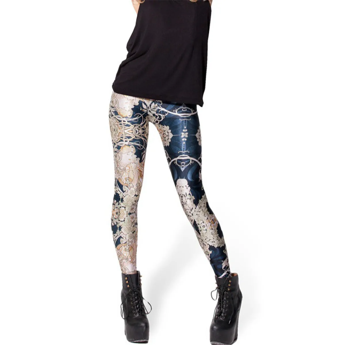 

Punk Womens 3D Pants New Sportswear Tattoo Pants Fashion Out Door Wear Full Longs Slim Leggings Fitness Workout Clothings