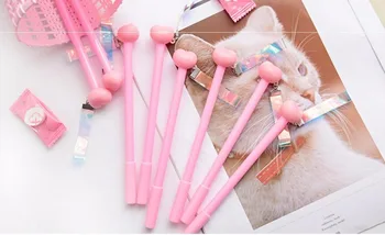 

new lovely heart style gel pen cute cartoon stationery prize gift kawaii korea student pen candy color black ink 0.5mm 48pc