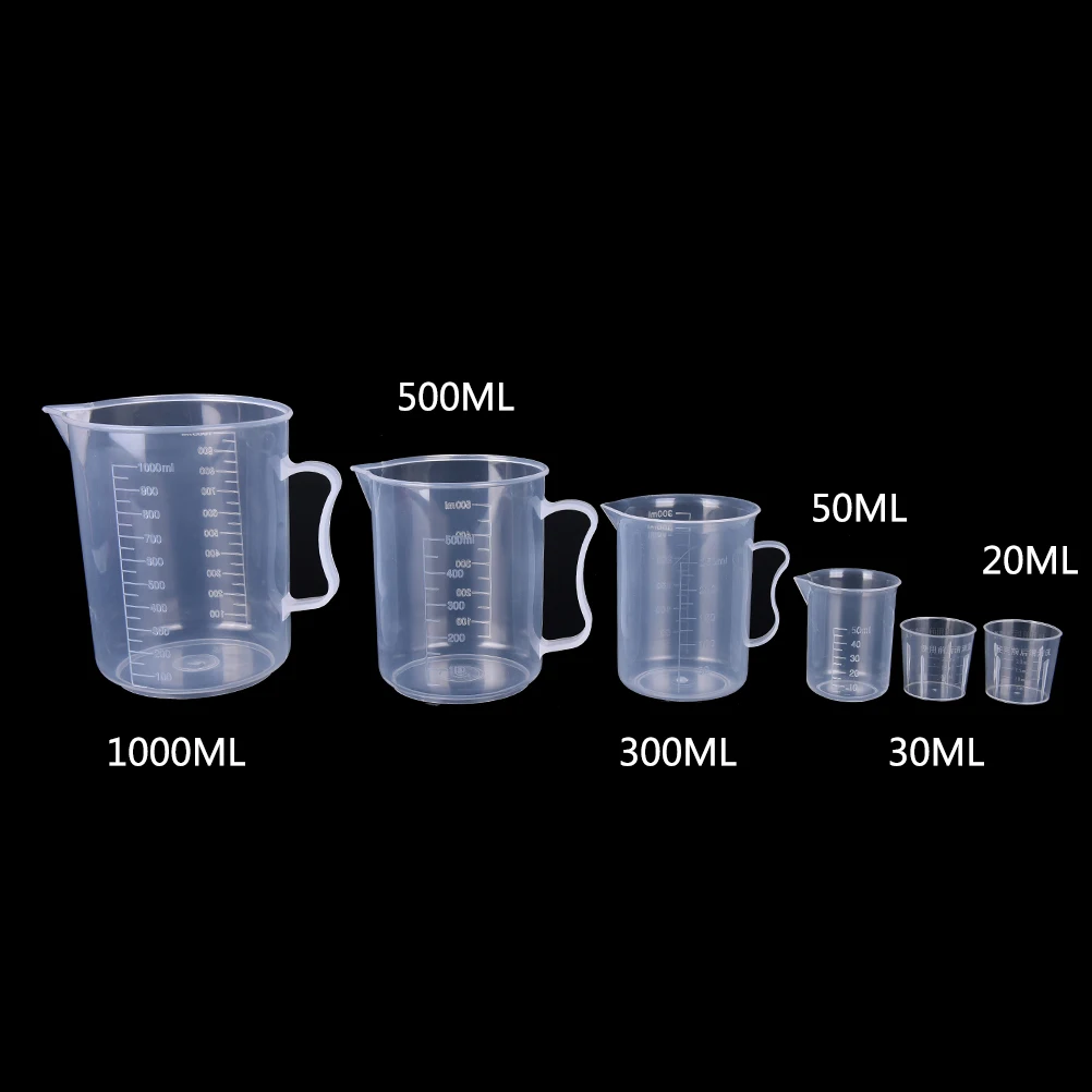 20/30/50/300/500/1000 мл PP пластиковый контейнер мерная чаша с цифрами шкала цилиндра измерения стекло лабораторные инструменты