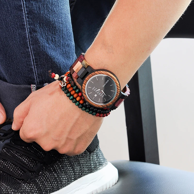 BOBO BIRD Men Watch Luxury Brand Wood Timepieces Week Date Display Quartz Watches Great Gifts relogio masculino Drop Shipping