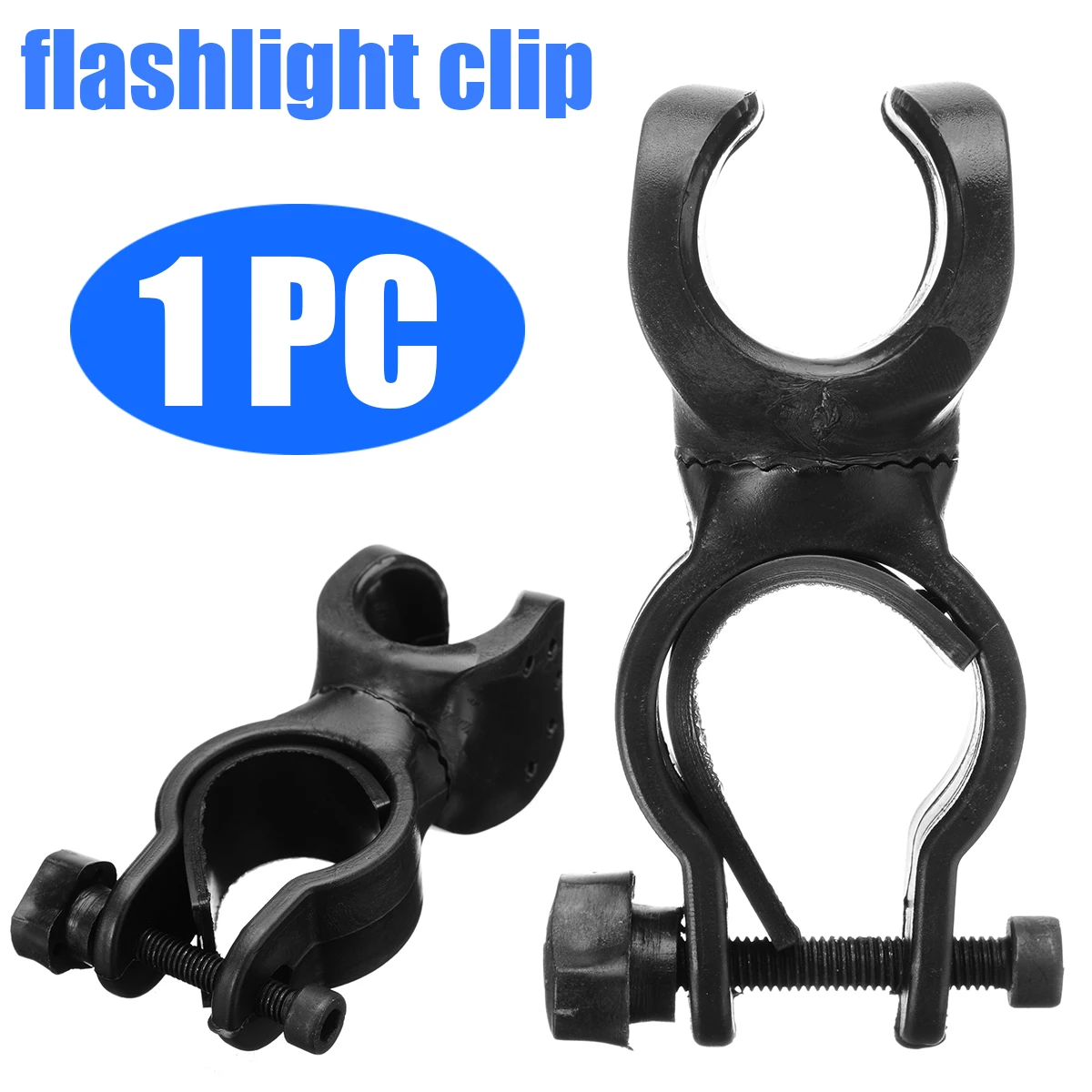 Black Flashlight Clip Metal Detector Detecting Pin Pointer Flashlight Holder Mount Clip Adjustable Flashlight Clamp 10.5x6x3.3cm