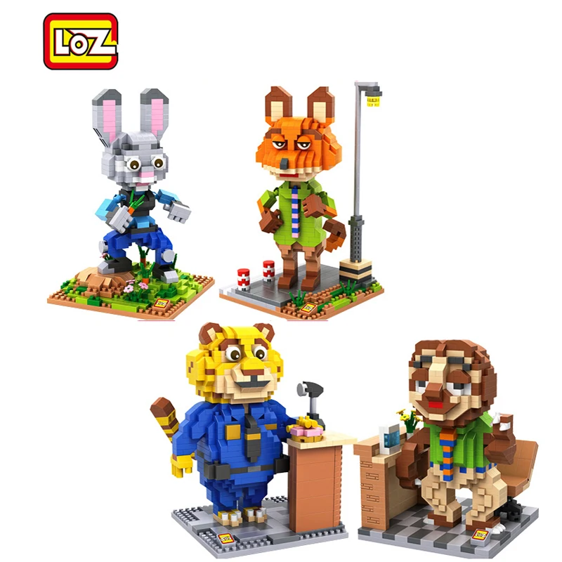 

Cartoon Hot sale Zoo utopia building blocks red fox plastic toy bricks loz blocks kawaii rabbit kids toys for children gift