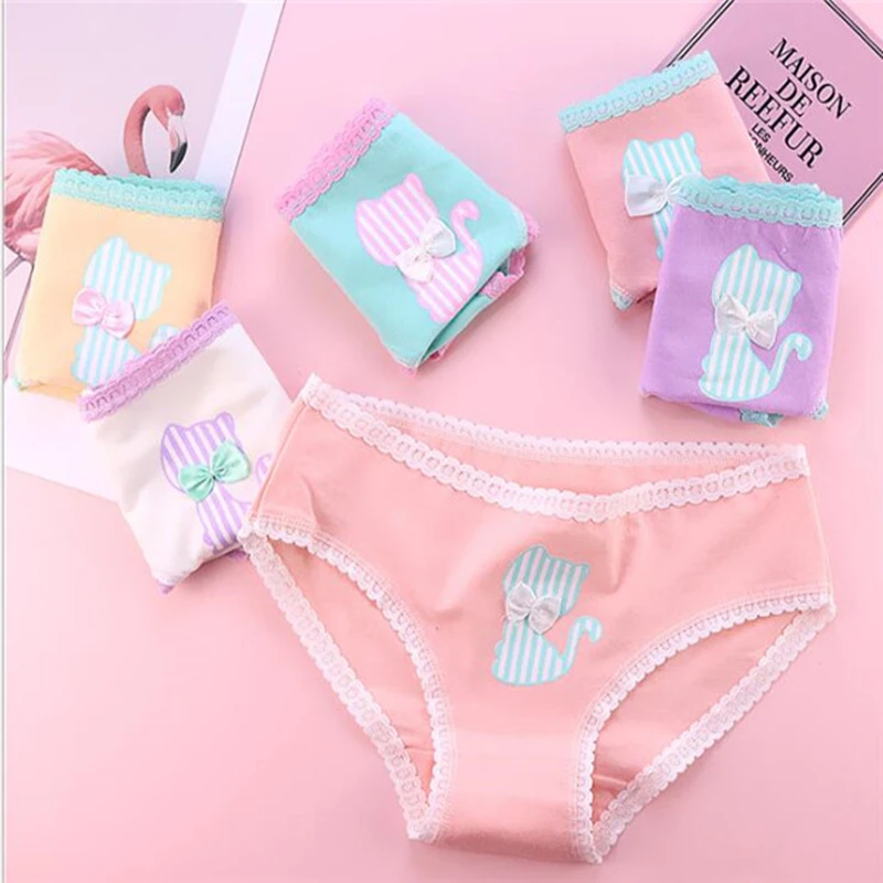 2019 NEW 4Pcs/Lot Cute Girl Panties Underwear Briefs Cotton Lingerie Soft Comfortable Panty TWY