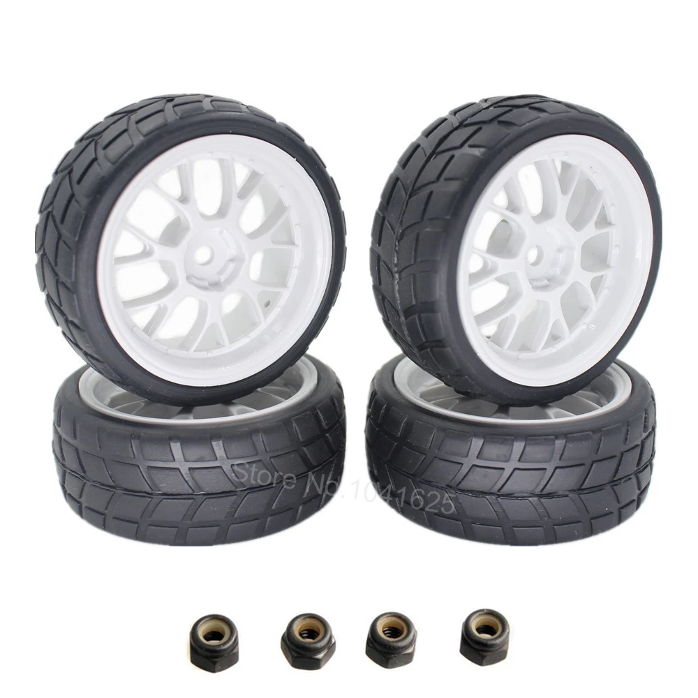 4PCS 26mm RC Toys Car Tires Rubber Wheel Rims Hex 12mm with Foam Insert For 1