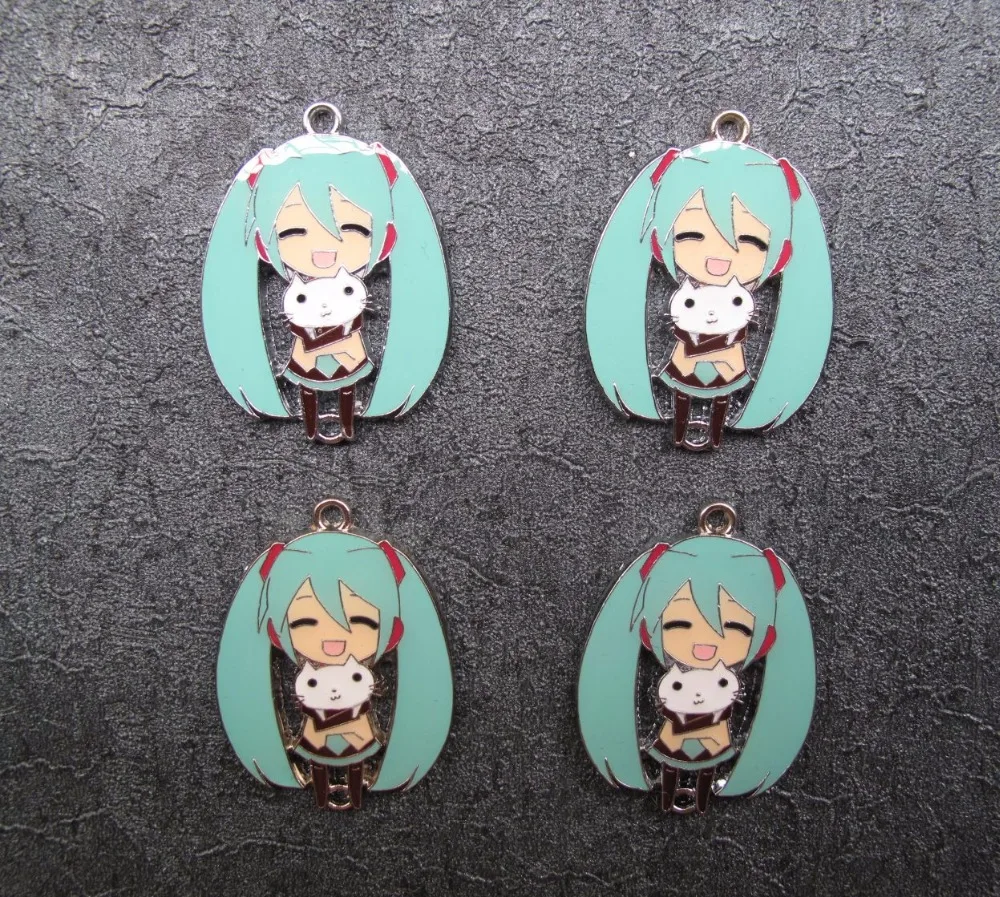 50pcs Japanese Anime cartoon Hatsune Miku Enamel Metal Charm Pendants