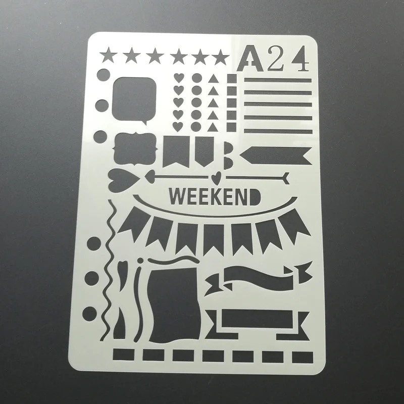 Weekend Banner Pvc Layering Stencils For Diy Scrapbook Drawing