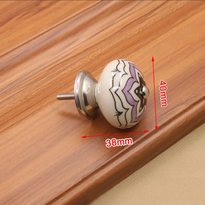 KAK 40 мм Ручная роспись керамическая фарфоровая ручка для ящика шкафа ноба ручки шкафа с базовым оборудование для обработки мебели - Цвет: 1212
