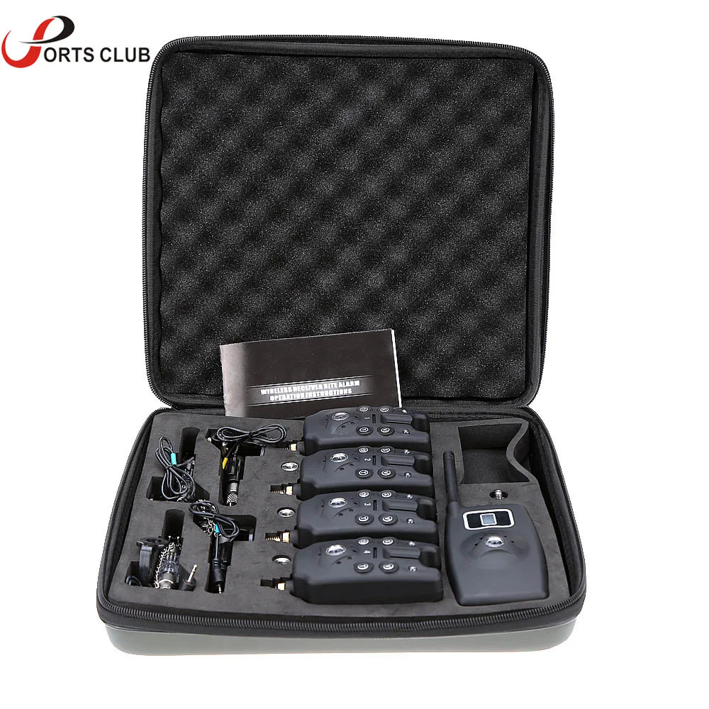 

Lixada Wireless 4+4 Fishing Bite Alarm Alert Set 4 Indicator + 4 Illuminated Swinger Tone Volume Sensitive for Carp Fish Tackle