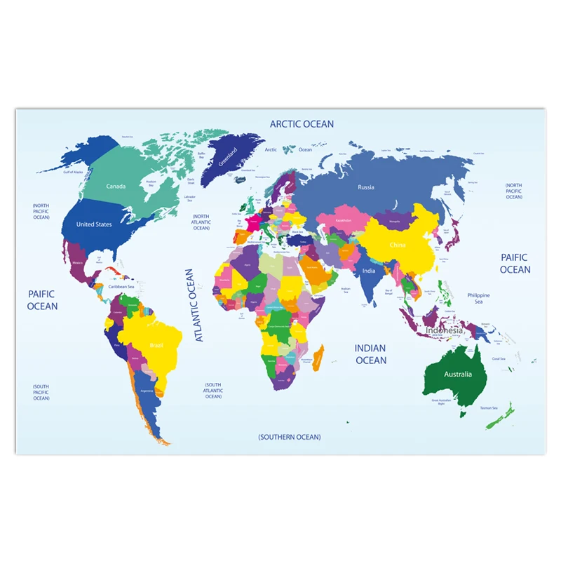 Красочные карта мира с национальным флагом Размер постера настенные украшения большая карта мира 180x122 см водостойкая парусиновая карта