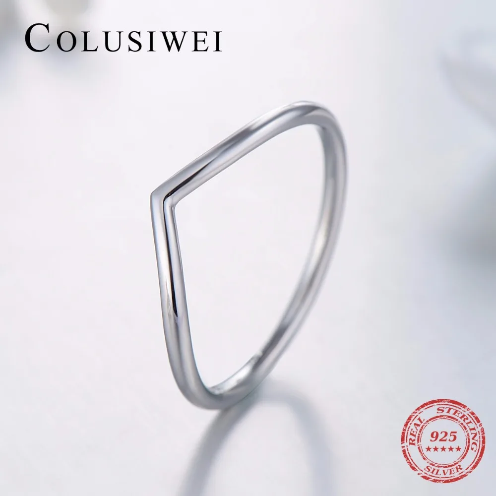 COLUSIWEI, 3 стиля, настоящее 925 пробы, серебряное, простое, модное, геометрическое кольцо, Штабелируемый палец, прозрачное, свадебное ювелирное изделие для женщин, кольца