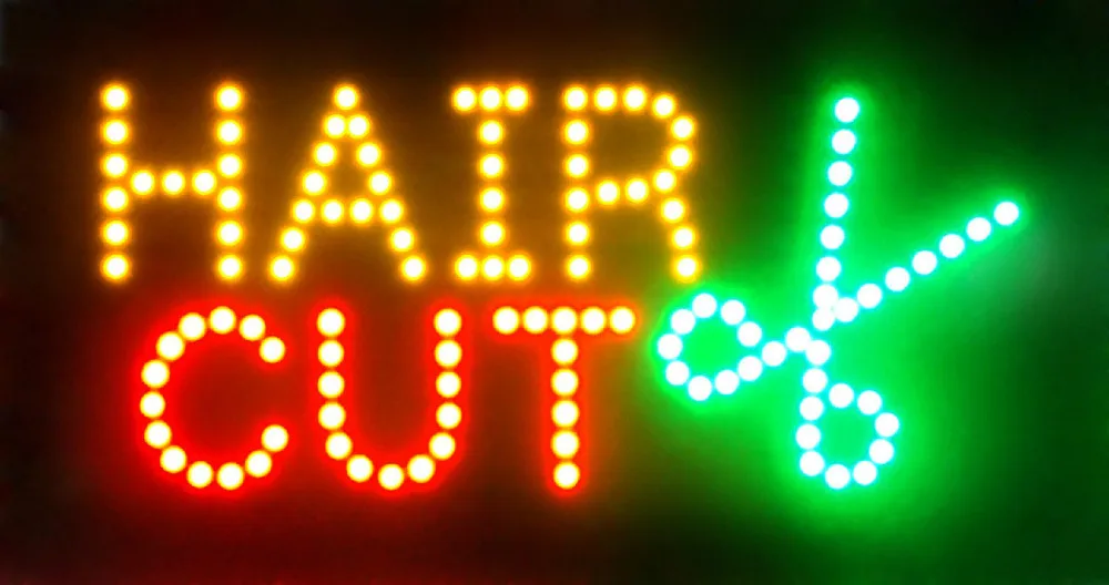 New Arriving Ultra Bright flashing hair cut led sign billboard barber neon light 10*19 inch | Дом и сад