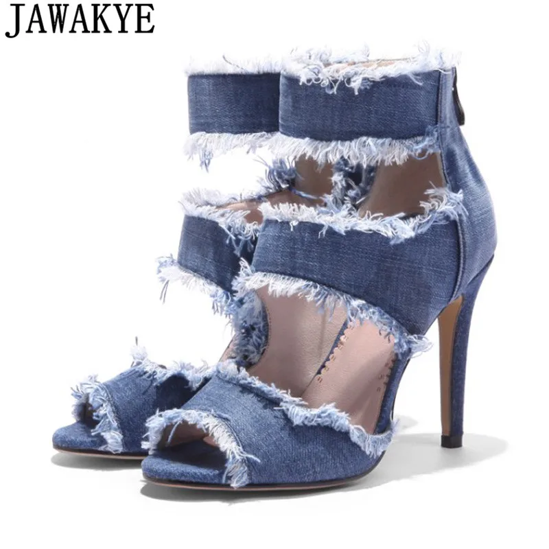 jean heels boots