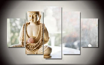 

5Pcs With Framed Printed buddha Head portrait Painting on canvas room decoration print poster picture canvas movie poster