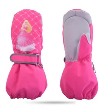 Детские снегоходные зимние теплые лыжные перчатки для мальчиков и девочек спортивные водонепроницаемые ветрозащитные зимняя рукавица с регулируемым лыжным ремнем перчатки для катания на лыжах