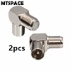 MTSPACE 2 unids/set aleación de aluminio ángulo recto TV Antena aérea conector adaptador enchufe a enchufe Cable coaxial ► Foto 1/6