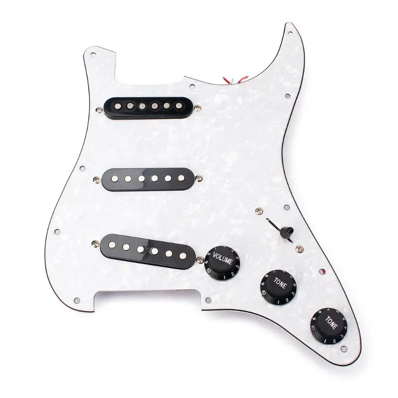 

SSS Loaded Prewired Pickguard Scratchplate Circuit Assembly For Electric Guitar with Black pickups