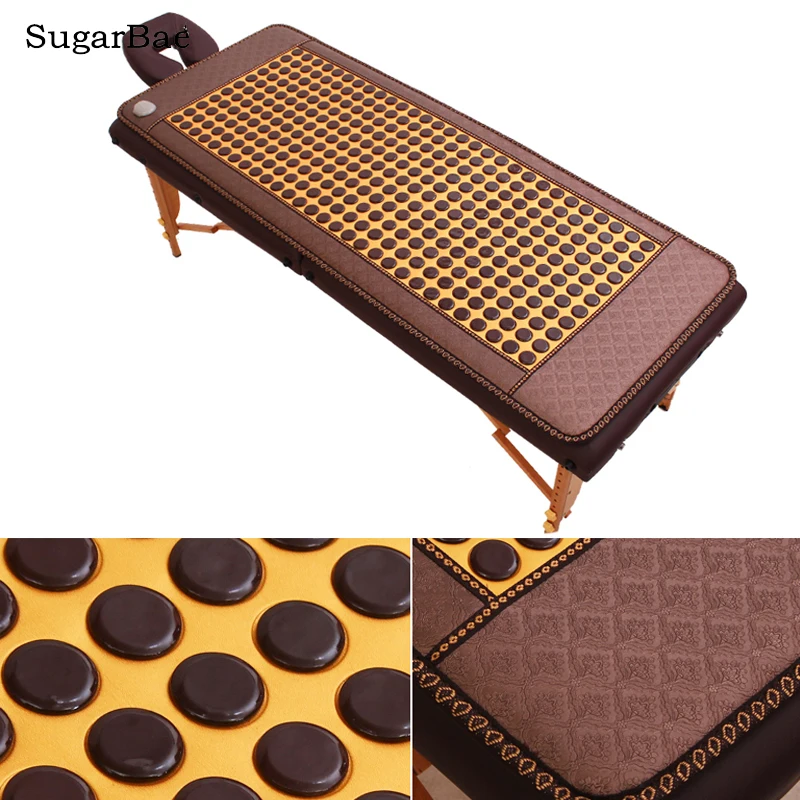 

Hot Sale Electric Heated Germanite Stone Mattress With Digital Hand Controller Jade Mat