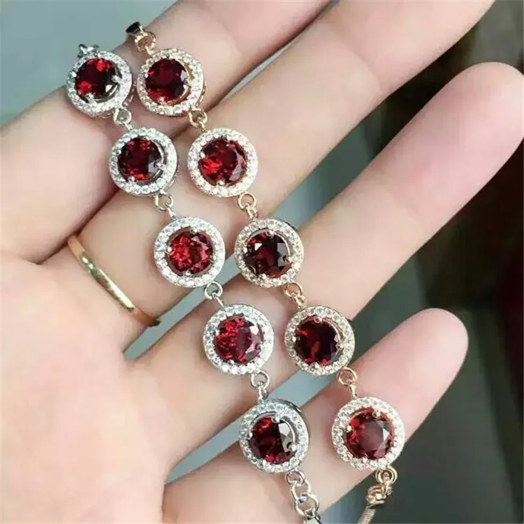 KJJEAXCMY fine jewelry 925 серебро с инкрустацией камнями "Гранат" камень браслета