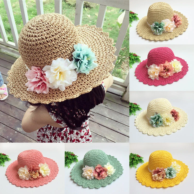 赤ちゃん太陽の帽子の花ビーチcap赤ちゃん女の子麦わら帽子大つば帽子幼児幼児トーピーため休日子供写真撮影小道具 Baby Sun Hat Infantbaby Sun Hat Aliexpress