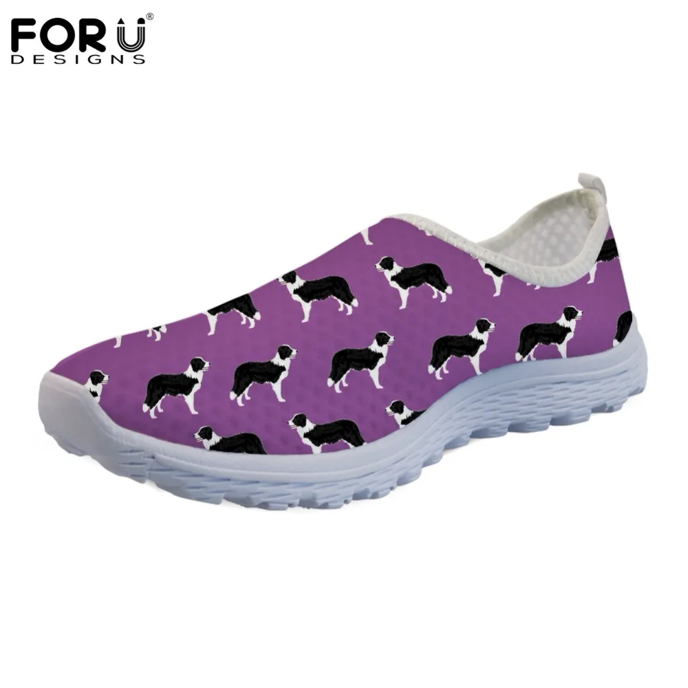 

FORUDESIGNS Cute Dog Border Collie Pattern Casual Flats Ladies Shoes Sneakers Women Summer Super Light Loafers Shoes for Student