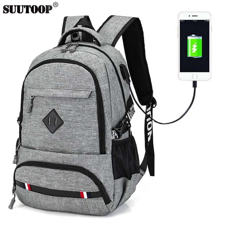 Fashion men and women USB charging backpack wear-resisting durable fabrics multi-space bag school backpacks computer bags