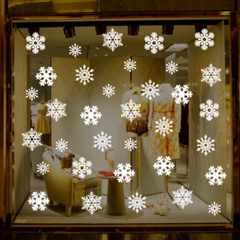 38 шт зимняя Снежинка рождественские подарки украшение дома Наклейка на стену на окно белый замороженный снег хлопья искусство переводные наклейки на окна