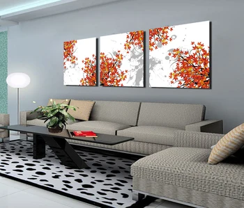 

Red and Yellow Maple Leaves Canvas Wall Art Paintings Trees Abstract Landscape Artwork for Home and Office Decoration