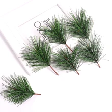 5 шт./лот, искусственный цветок, Сосновая игла для Рождественского украшения дома, искусственные растения, ветка, сделай сам, ручная работа, аксессуары для украшения рождественской елки