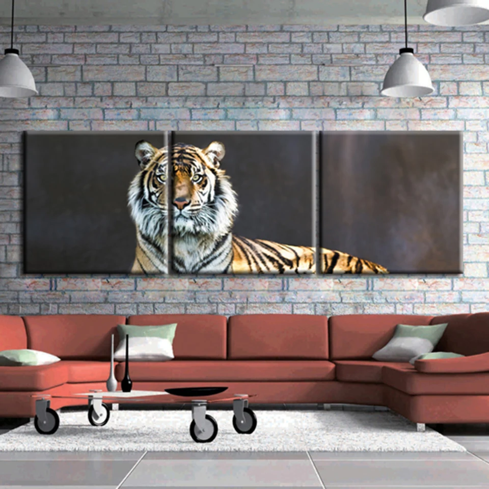 HD Printed Picture On Canvas Modern Painting 3 Panel Tiger Animal Modular Decoration Posters Wall Art Home Frame Living Room