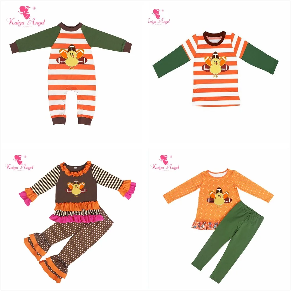 

Kaiya Angel Fashion Thanksgiving Christmas Cartoon Turkey Toddler Girls Fall Winter Clothing Set Boys Boutique Children Outfits