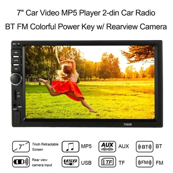 

Autoradio Cassette Recorder Car Video Mp3 MP5 Player Automagnitola 2-din Car Radio BT FM Colorful Power Key Rear Camera Input